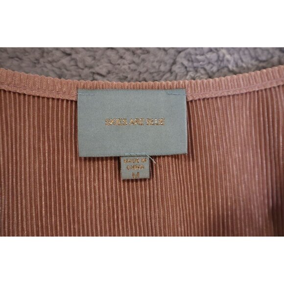 Ribbed Mauve Wrap-Style V-Neck Sweater By Skies Are Blue Long Sleeves Size M Sof - Picture 3 of 7